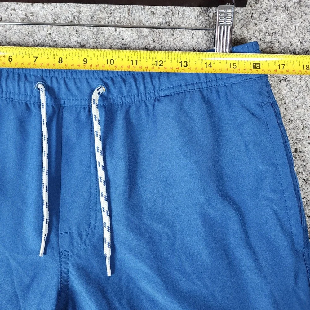 Gap Pool Short Swim Trunks Mens Medium Blue Solid Drawstring Mesh Lined EUC
